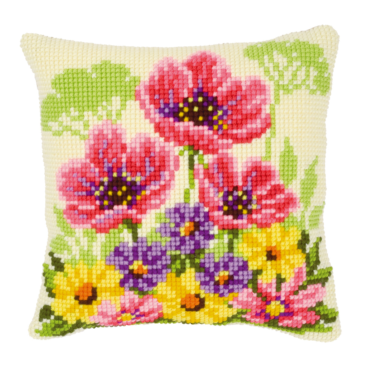 Vervaco Cross Stitch Kit 40cm Cushion Cover - Poppies 3
