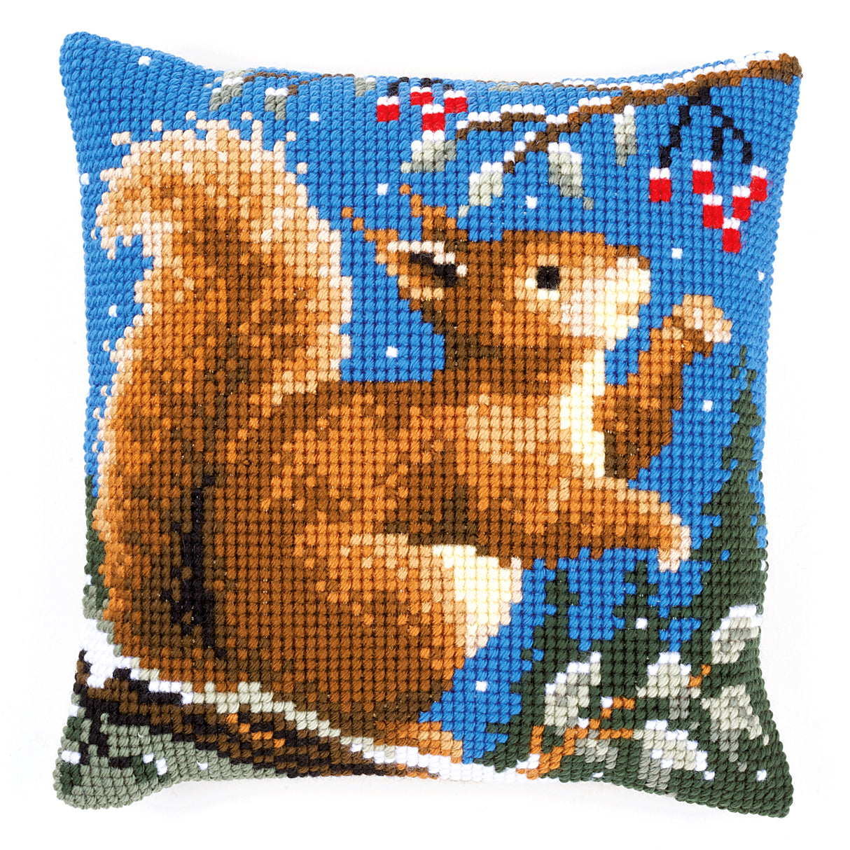 Vervaco Cross Stitch Kit 40cm Cushion Cover - Squirrel in Winter