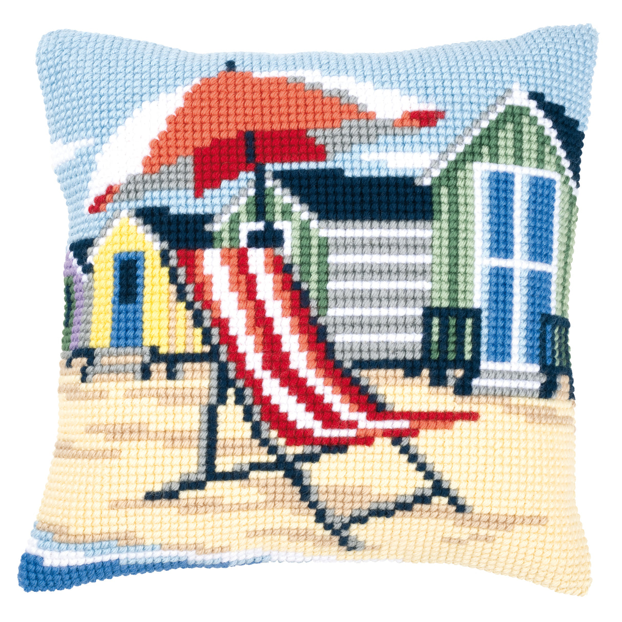 Vervaco Cross Stitch Kit 40cm Cushion Cover - Beach Chair