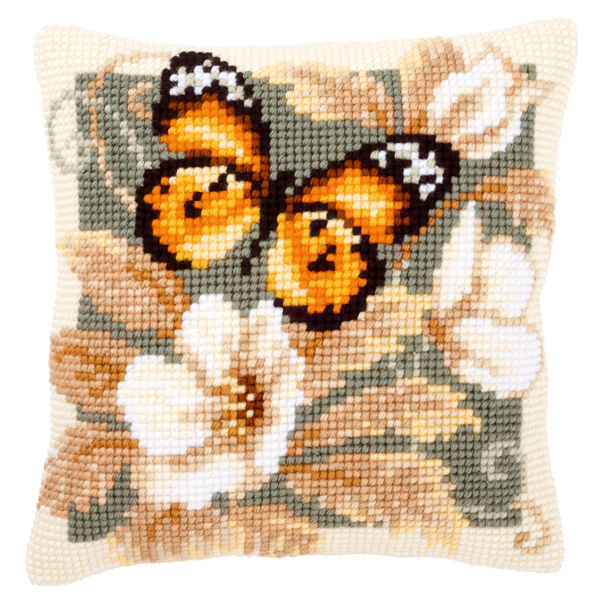 Vervaco Cross Stitch Kit 40cm Cushion Cover - Black & Orange Butterfly