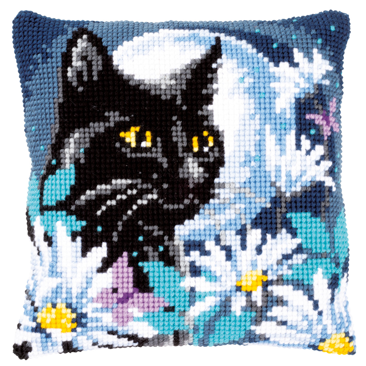 Vervaco Cross Stitch Kit 40cm Cushion Cover - Cat in the Night