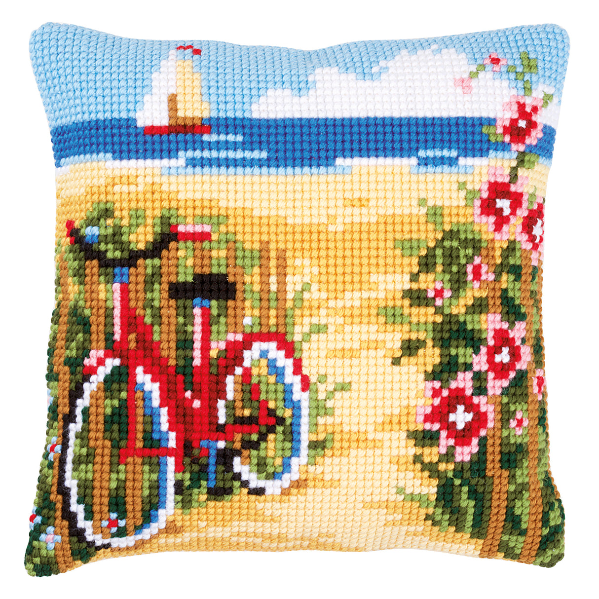 Vervaco Cross Stitch Kit 40cm Cushion Cover - At the Beach