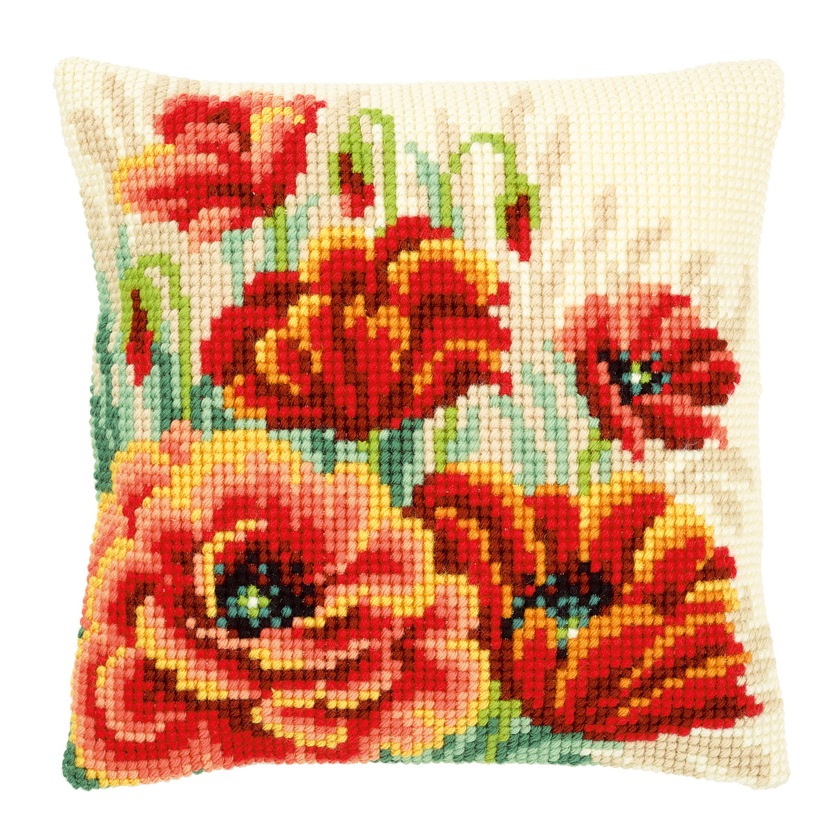 Vervaco Cross Stitch Kit 40cm Cushion Cover - Poppies II