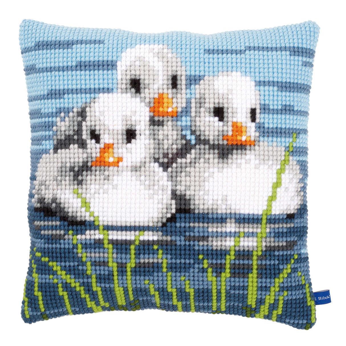 Vervaco Cross Stitch Kit 40cm Cushion Cover - Ducklings in the Water
