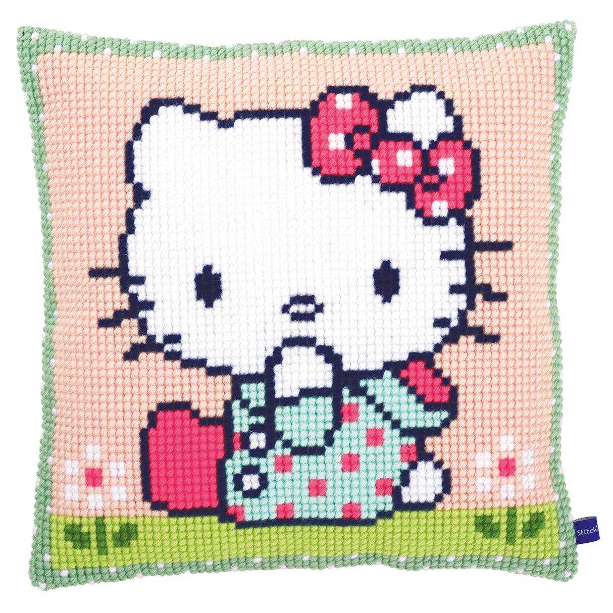 Vervaco Cross Stitch Kit 40cm Cushion Cover - Hello Kitty: on the Lawn