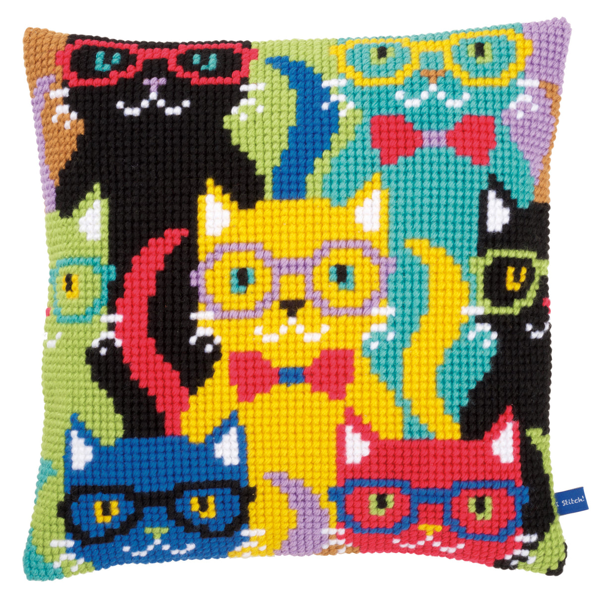 Vervaco Cross Stitch Kit 40cm Cushion Cover - Funny Cats