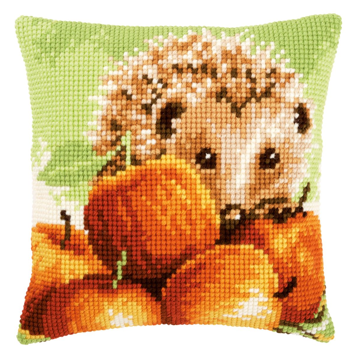 Vervaco Cross Stitch Kit 40cm Cushion Cover - Hedgehog with Apples