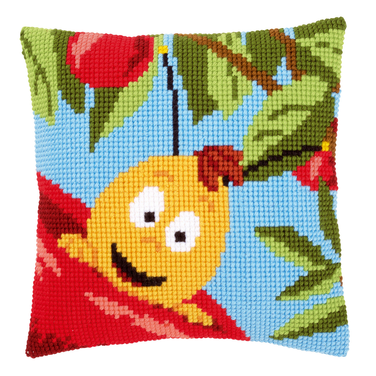 Vervaco Cross Stitch Kit 40cm Cushion Cover - Willy and Red Apple