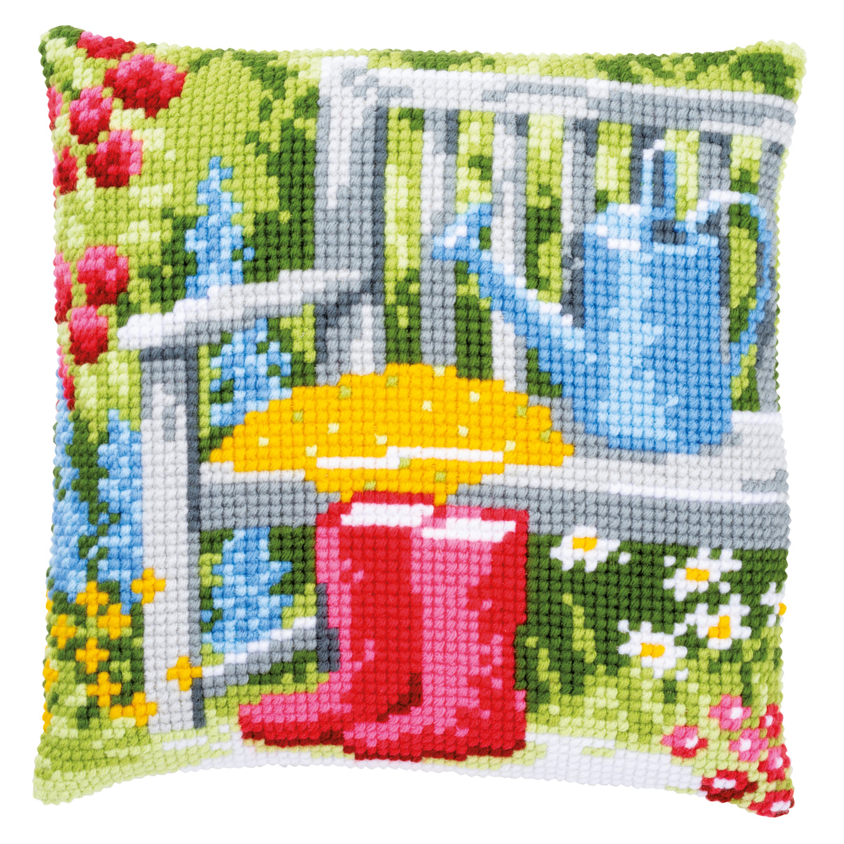 Vervaco Cross Stitch Kit 40cm Cushion Cover - My Garden