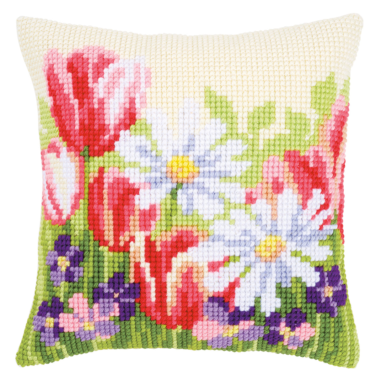 Vervaco Cross Stitch Kit 40cm Cushion Cover - Spring Flowers 2