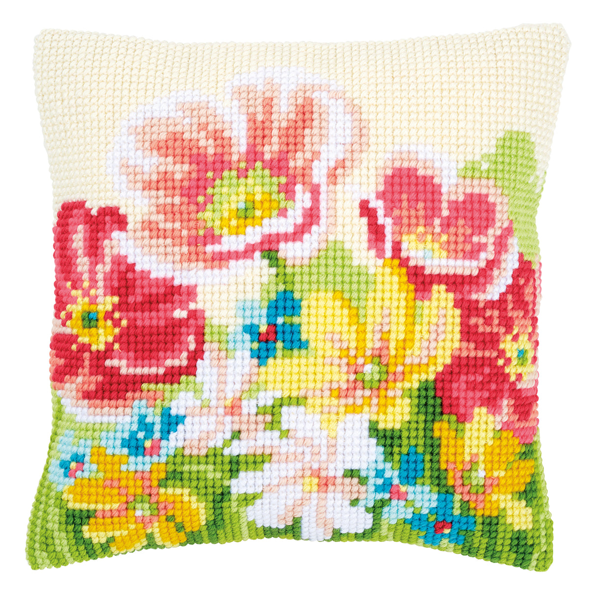 Vervaco Cross Stitch Kit 40cm Cushion Cover - Summer Flowers