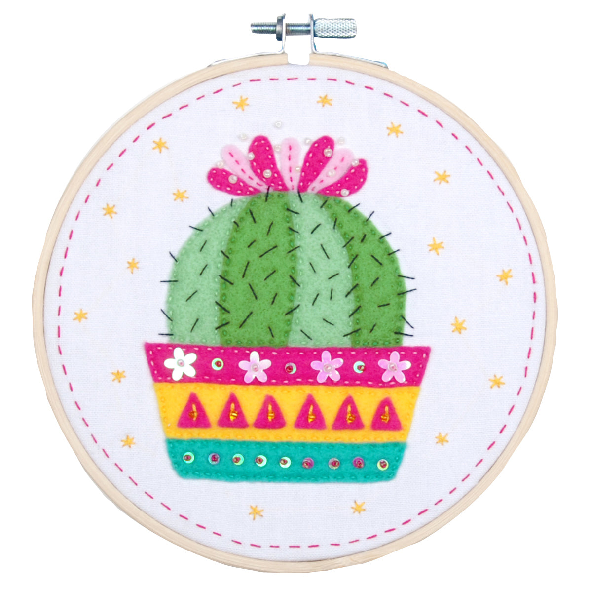 Vervaco Felt Kit with 6" Hoop - Cactus