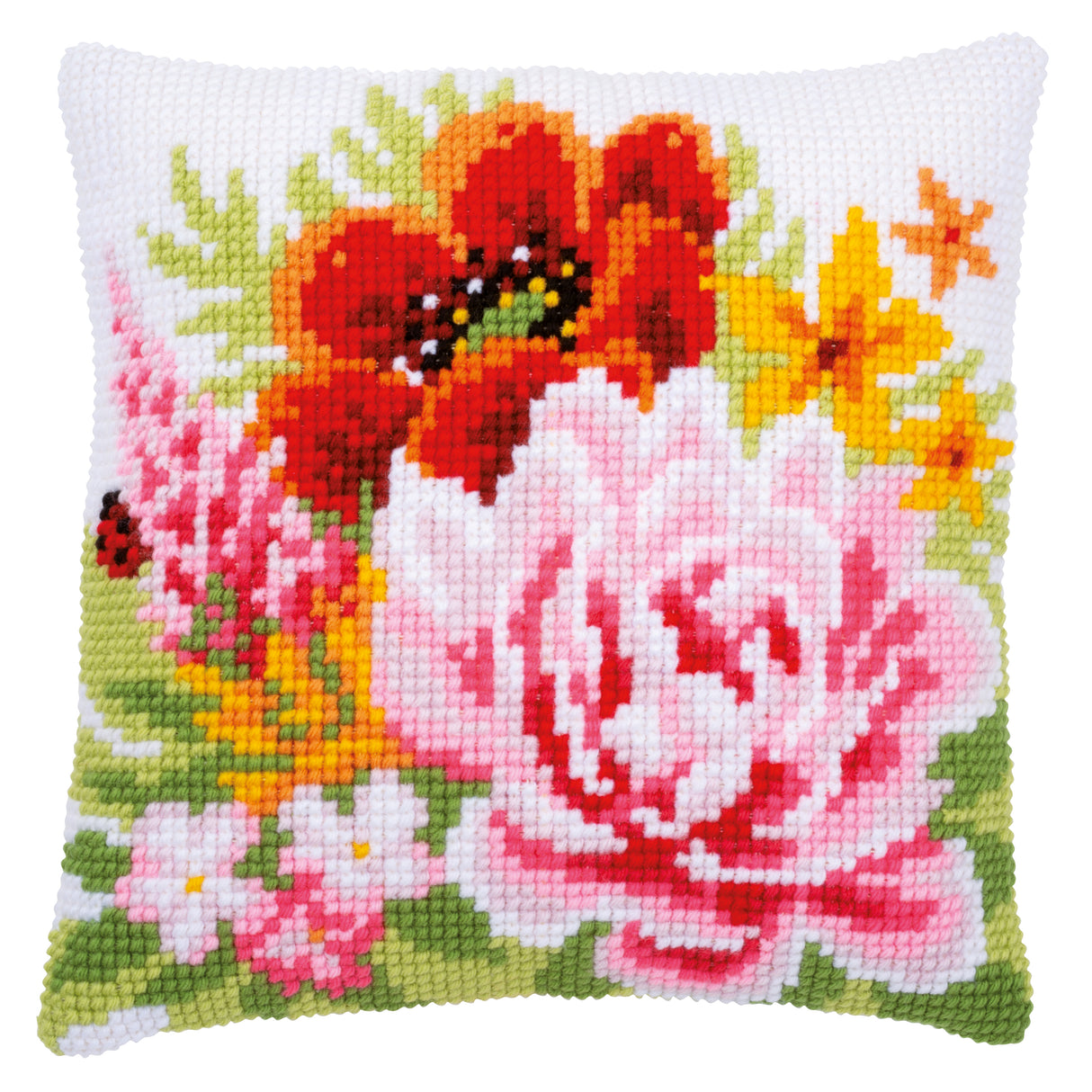 Vervaco Cross Stitch Kit 40cm Cushion Cover - Colourful Flowers