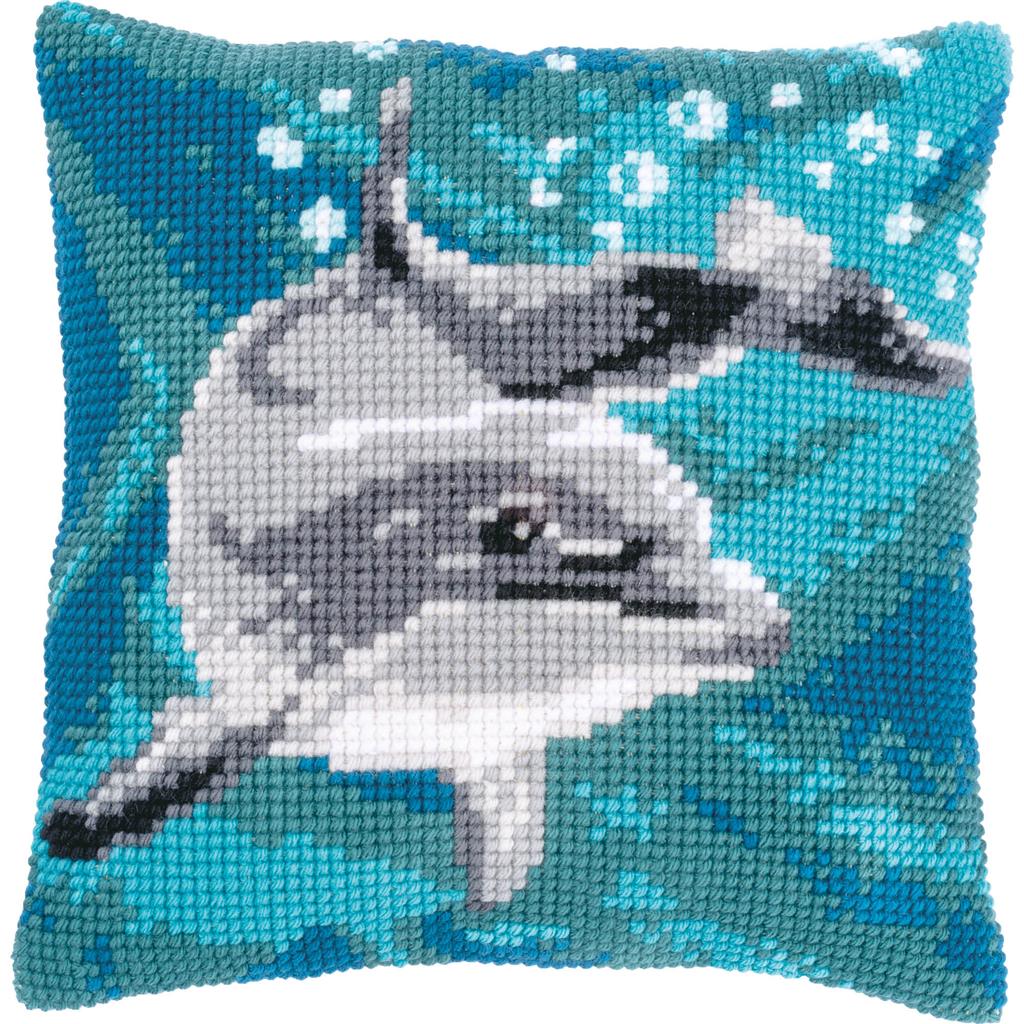 Vervaco Cross Stitch Kit 40cm Cushion Cover - Dolphin 2