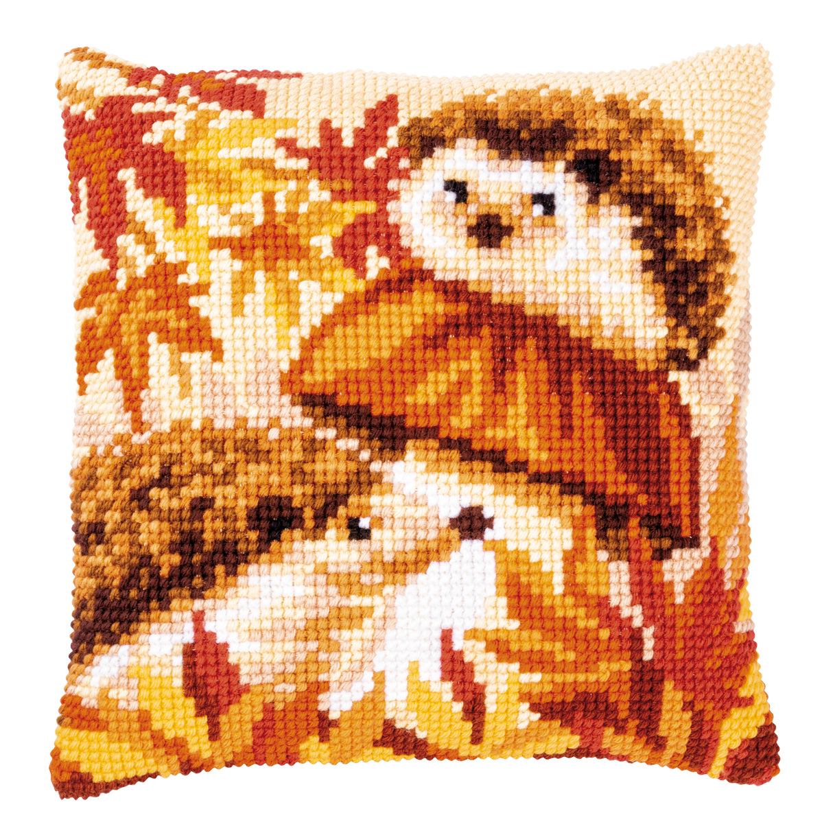 Vervaco Cross Stitch Kit 40cm Cushion Cover - Hedgehogs on Mushroom