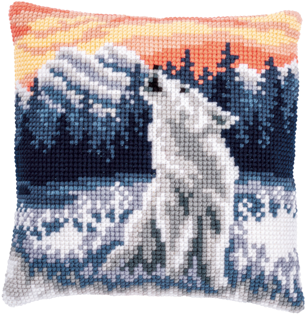 Vervaco Cross Stitch Kit 40cm Cushion Cover - Wolf in Winter