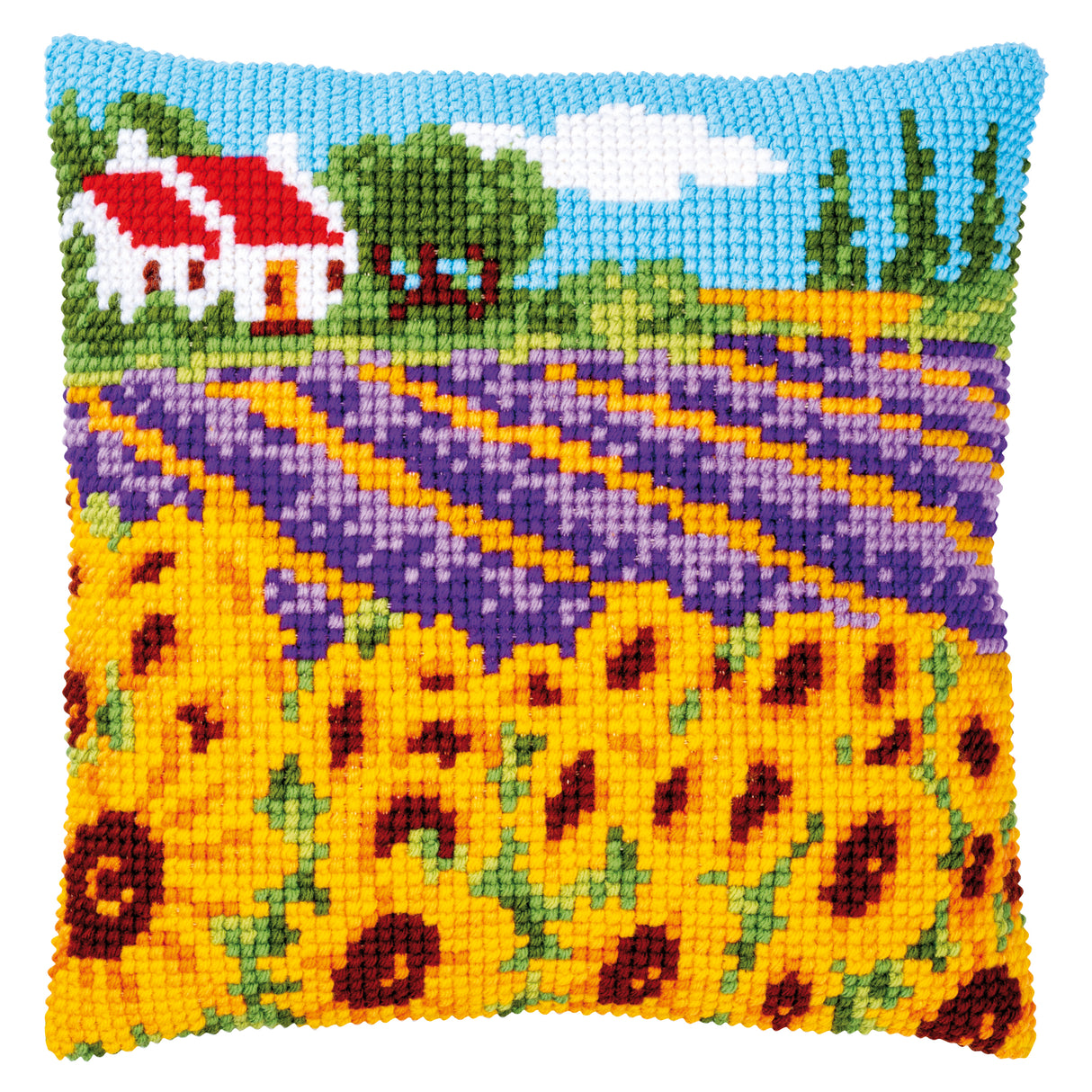 Vervaco Cross Stitch Kit 40cm Cushion Cover - Sunflower Field