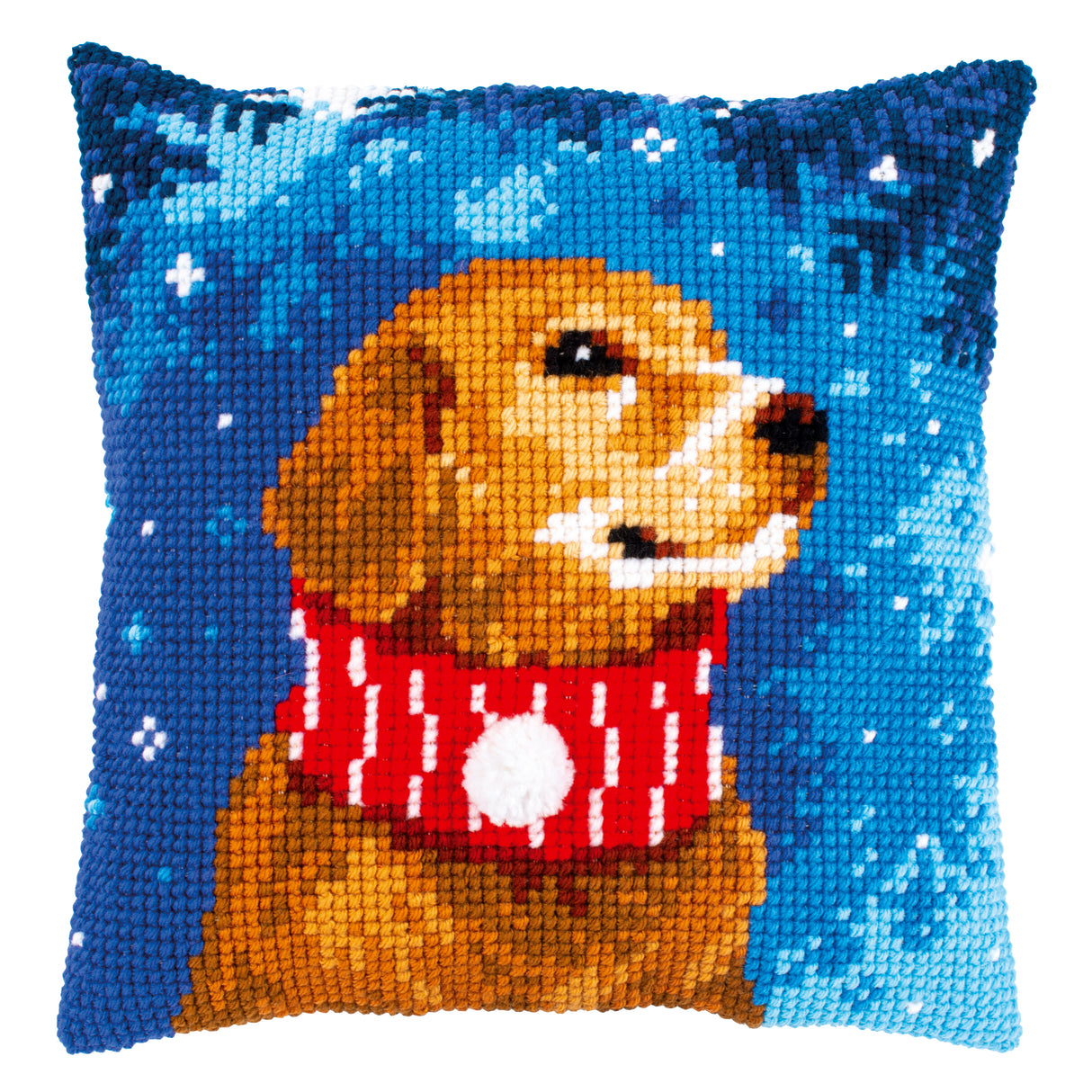 Vervaco Cross Stitch Kit 40cm Cushion Cover - Dog with Scarf