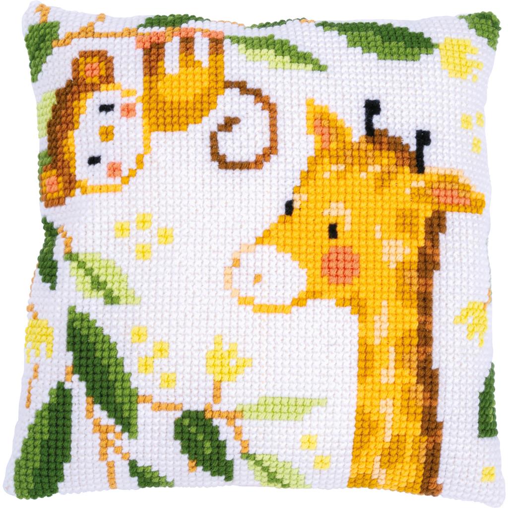 Vervaco Cross Stitch Kit 40cm Cushion Cover - Jungle Animals
