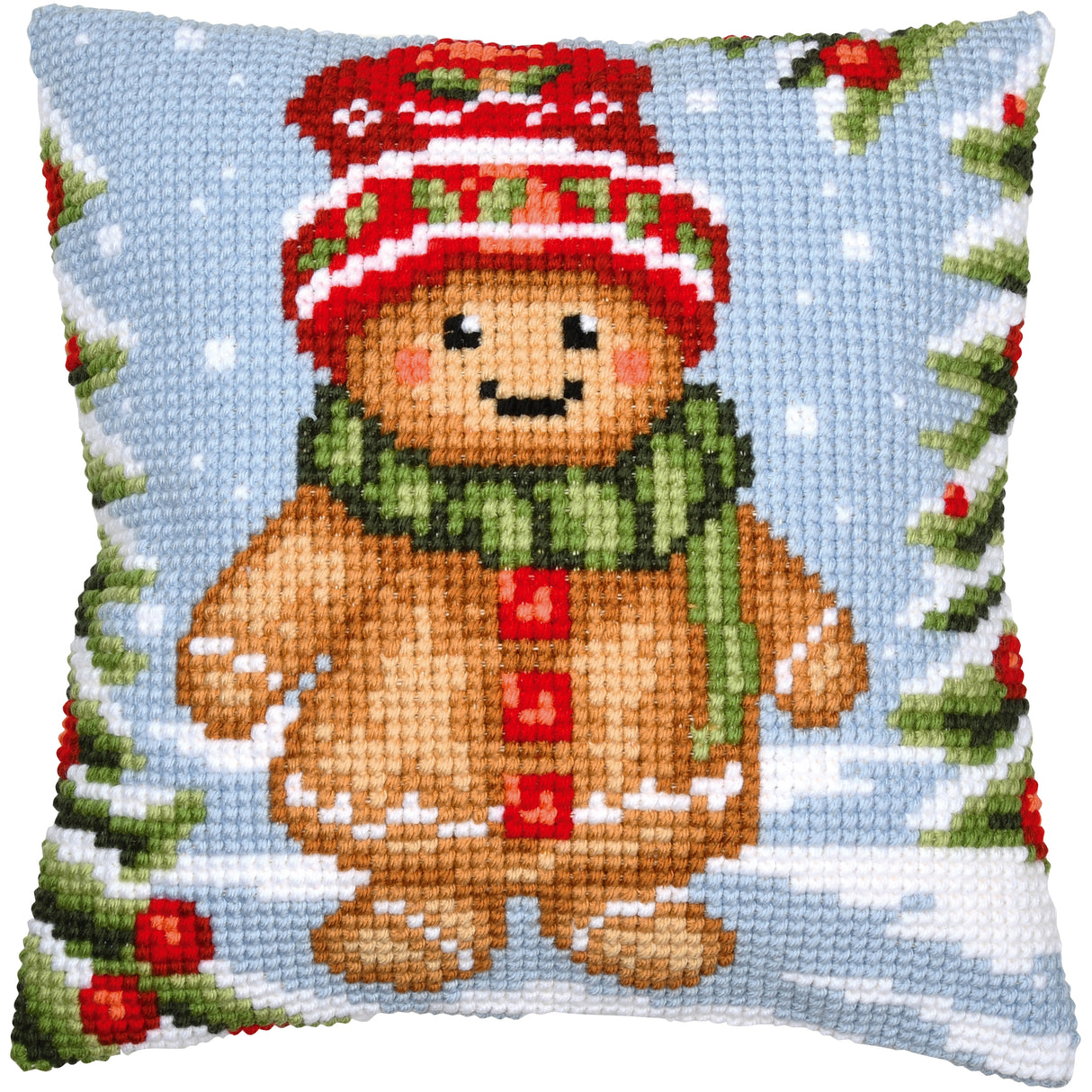 Vervaco Cross Stitch Kit 40cm Cushion Cover - Gingerbread Guy