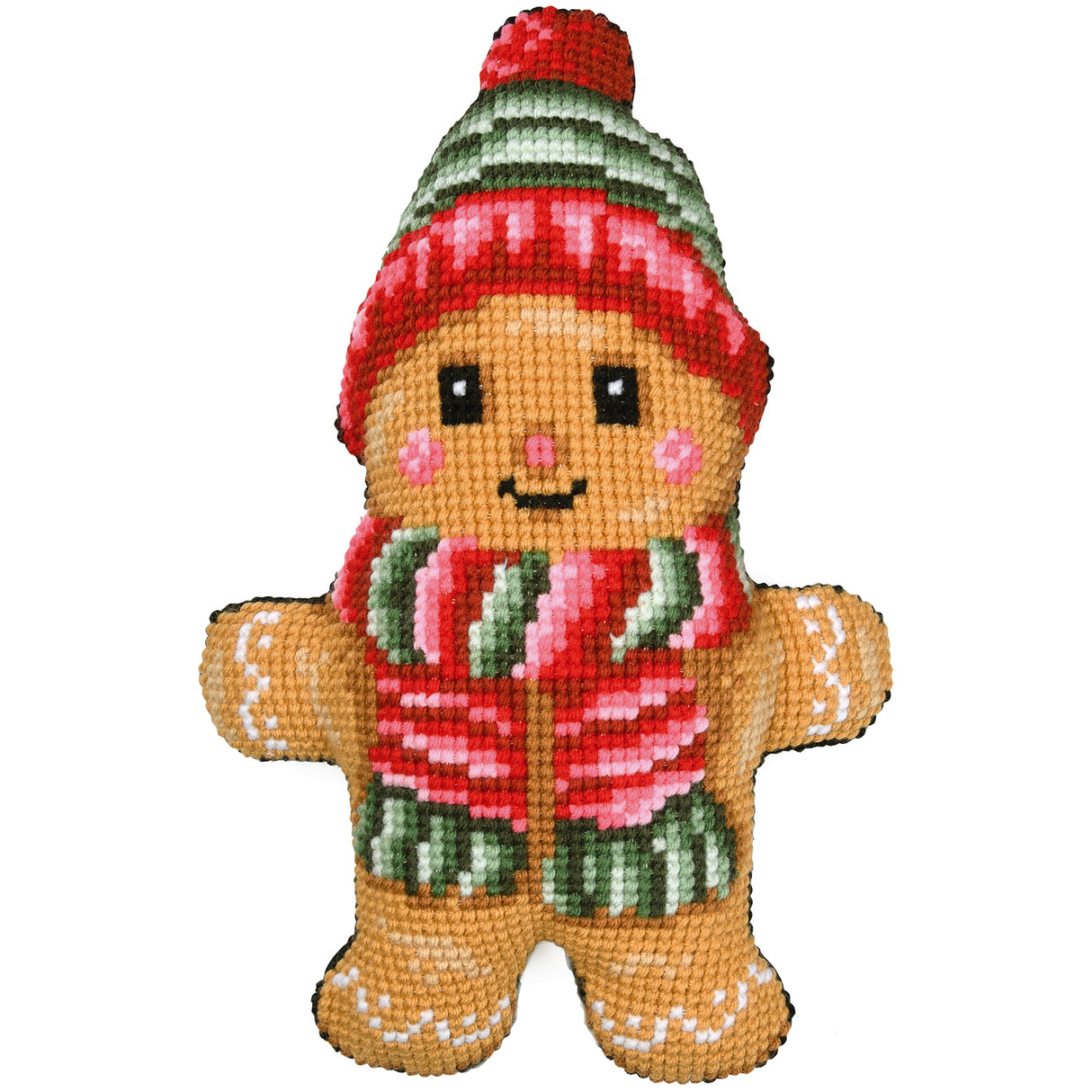 Vervaco Cross Stitch Kit 36cm x 49cm Shaped Cushion Cover - Gingerbread Man