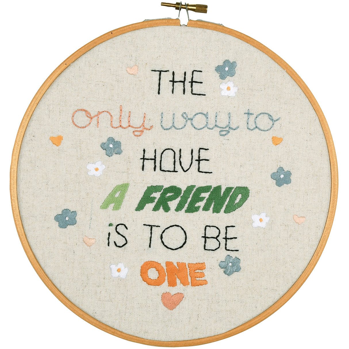 Vervaco Embroidery Kit with 8" Hoop - A Friendly Quote