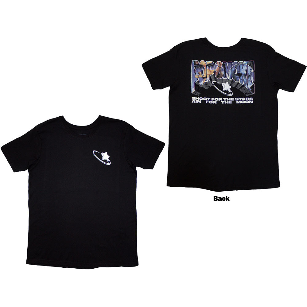 Pop Smoke Unisex T-Shirt Stars Infill (Back Print) Black (S)
