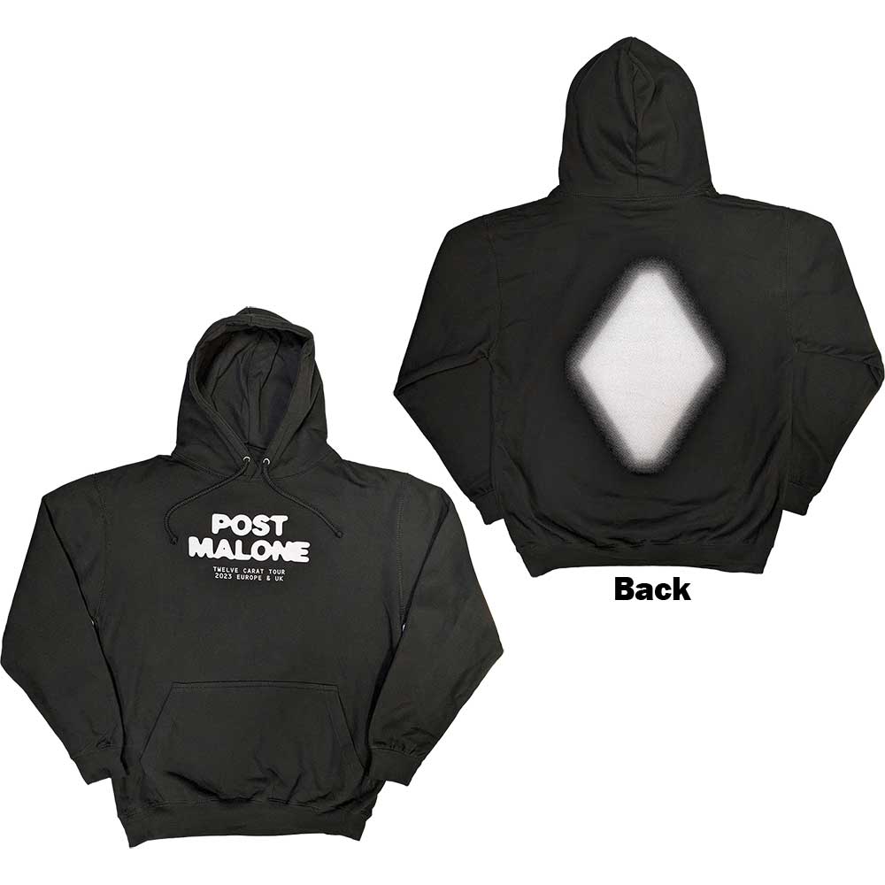 Post Malone Unisex Pullover Hoodie Carat (Back Print & Ex-Tour) Black (L)