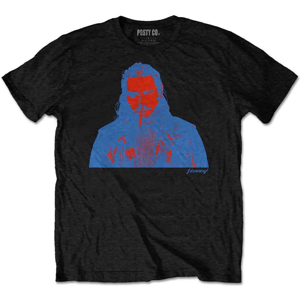 Post Malone Unisex T-Shirt Red & Blue Photo Black (L)