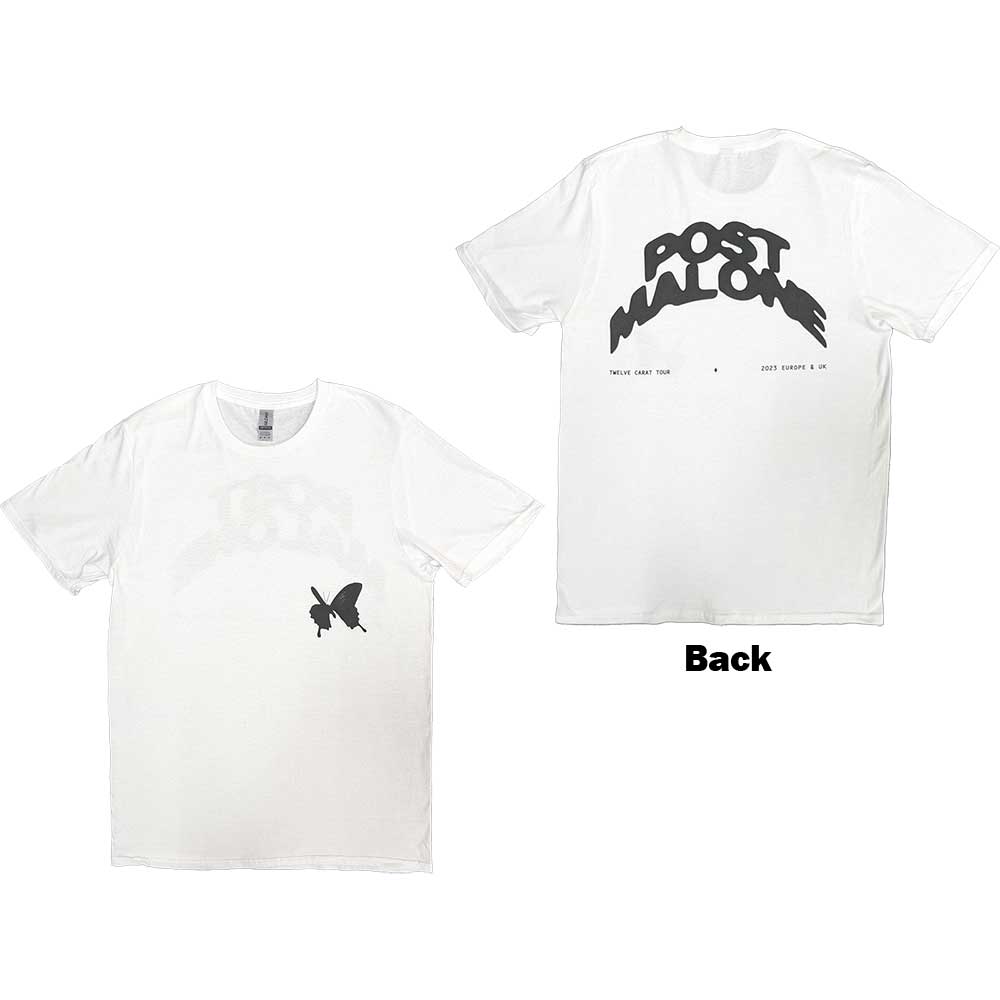 Post Malone Unisex T-Shirt Curved Logo 2023 Tour White (XXL)