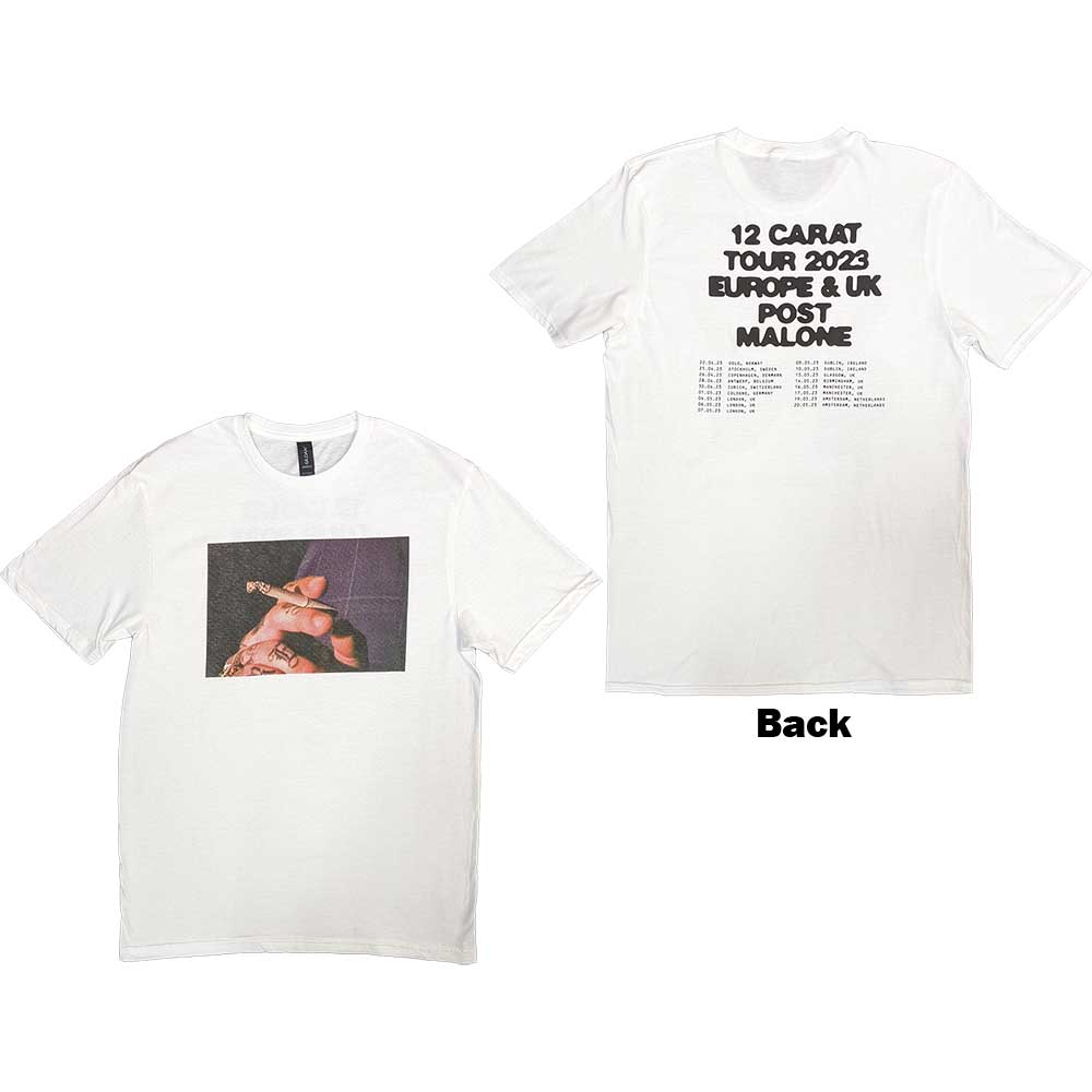 Post Malone Unisex T-Shirt Burn It Down 2023 Tour Dates White (S)