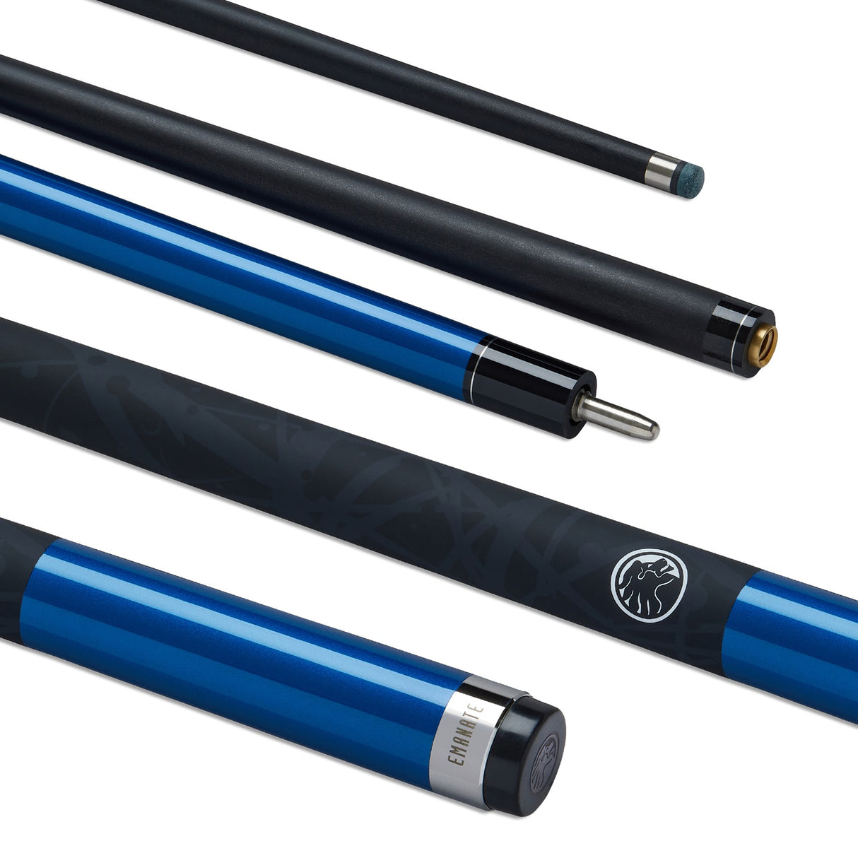PowerGlide 2pc Carbon Pool Cue Emanate Blue 57" for 10mm Tip (not fitted)
