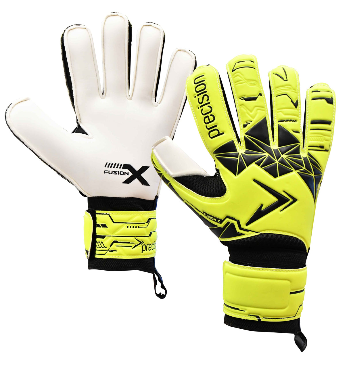 Precision Fusion X Flat Cut Essential Football Goalkeeper Gloves - Orange/Black - Size 9
