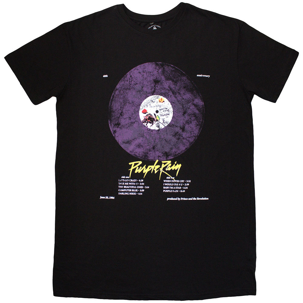 Prince Ladies T-Shirt Dress Purple Rain Disc Black (XXL)