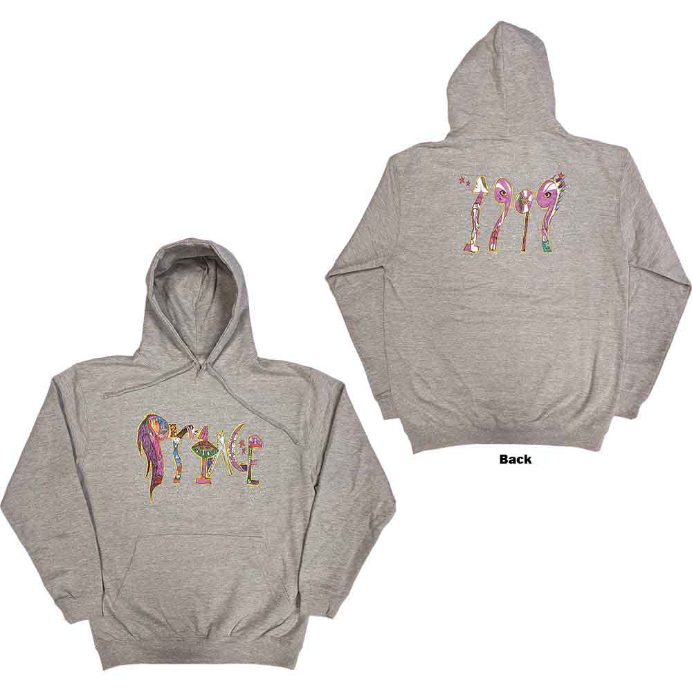 Prince Unisex Pullover Hoodie 1999 (Back Print) Grey (S)