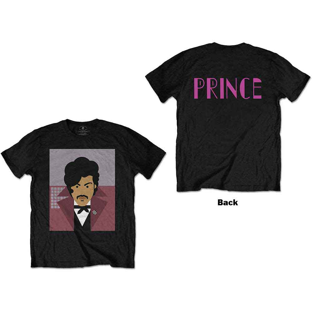 Prince Unisex T-Shirt Many Faces (Back Print) Black (XL)
