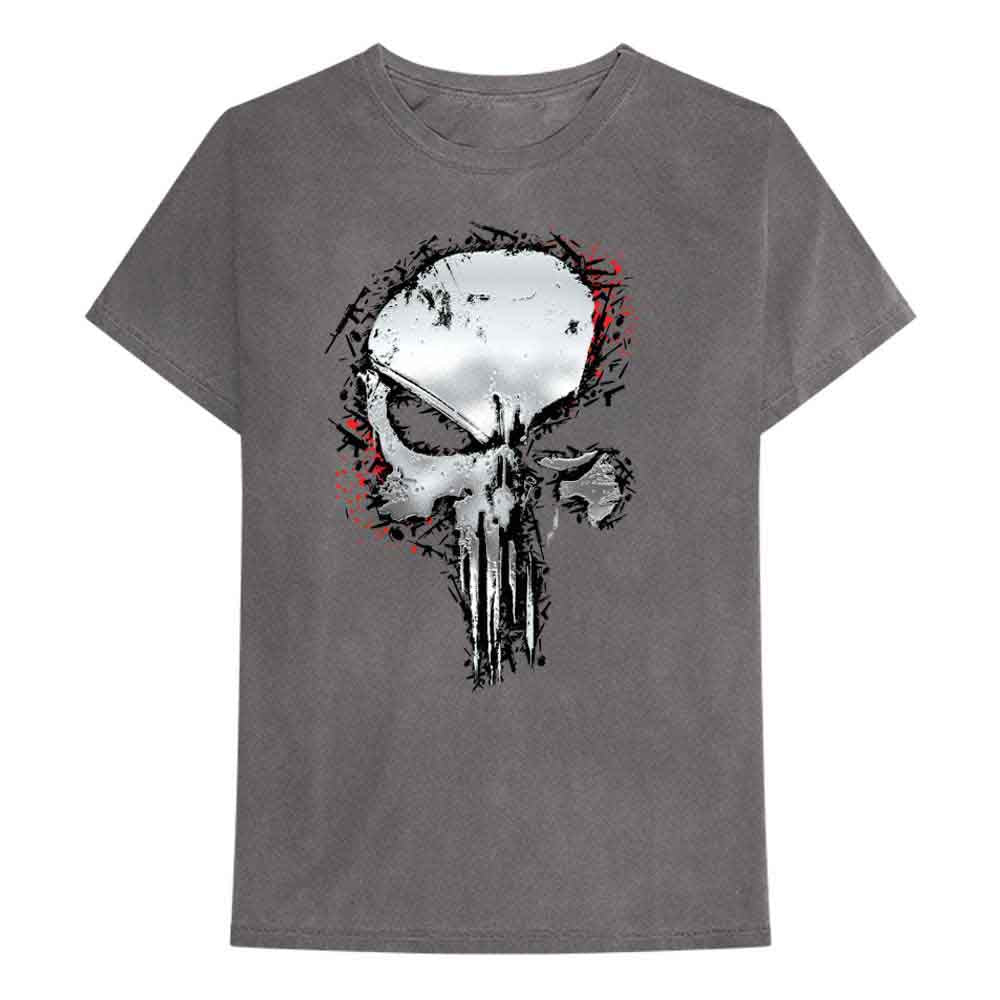 Marvel Comics Unisex T-Shirt Punisher Metallic Skull Grey (XL)