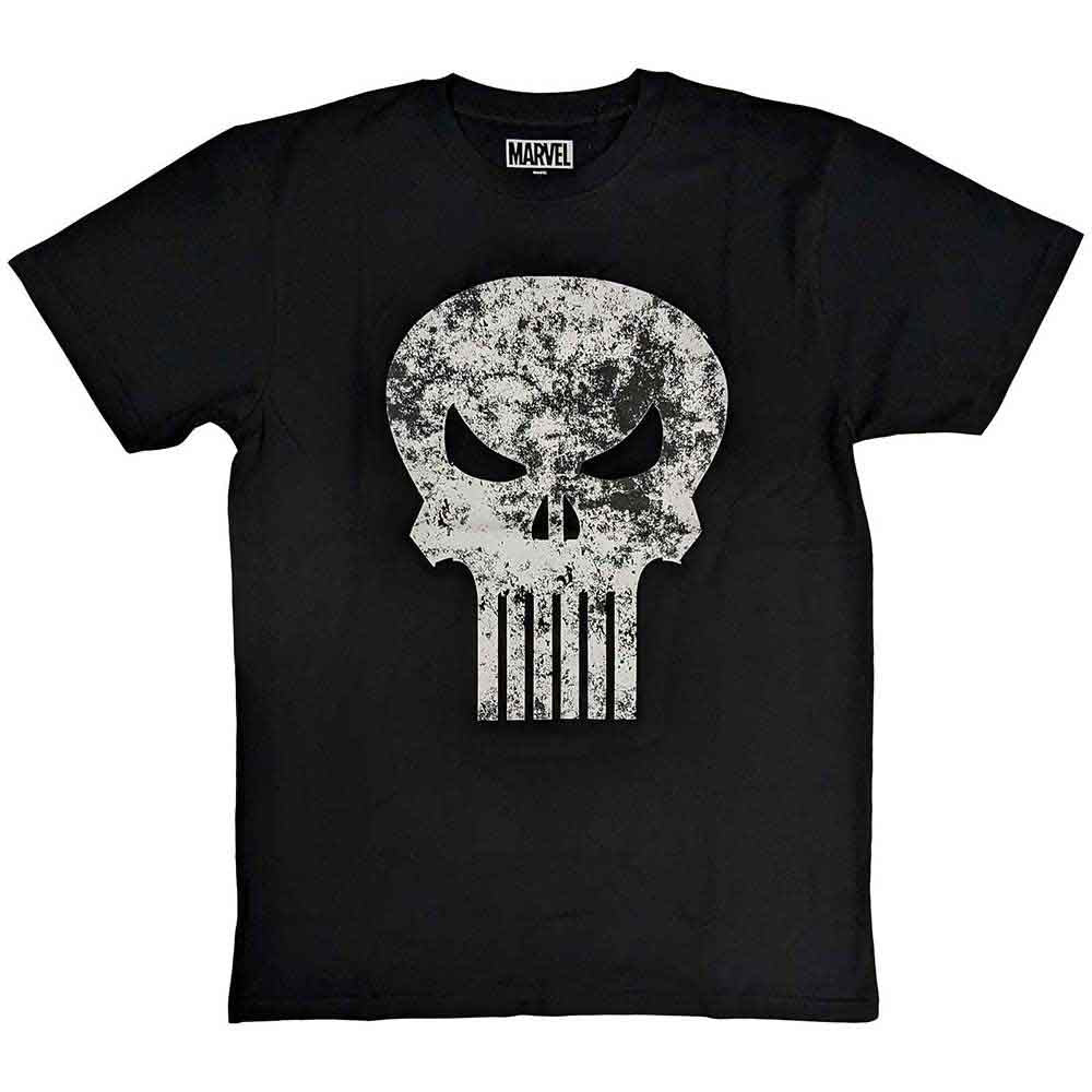 Marvel Comics Unisex T-Shirt Punisher Distressed Logo Black (XXL)