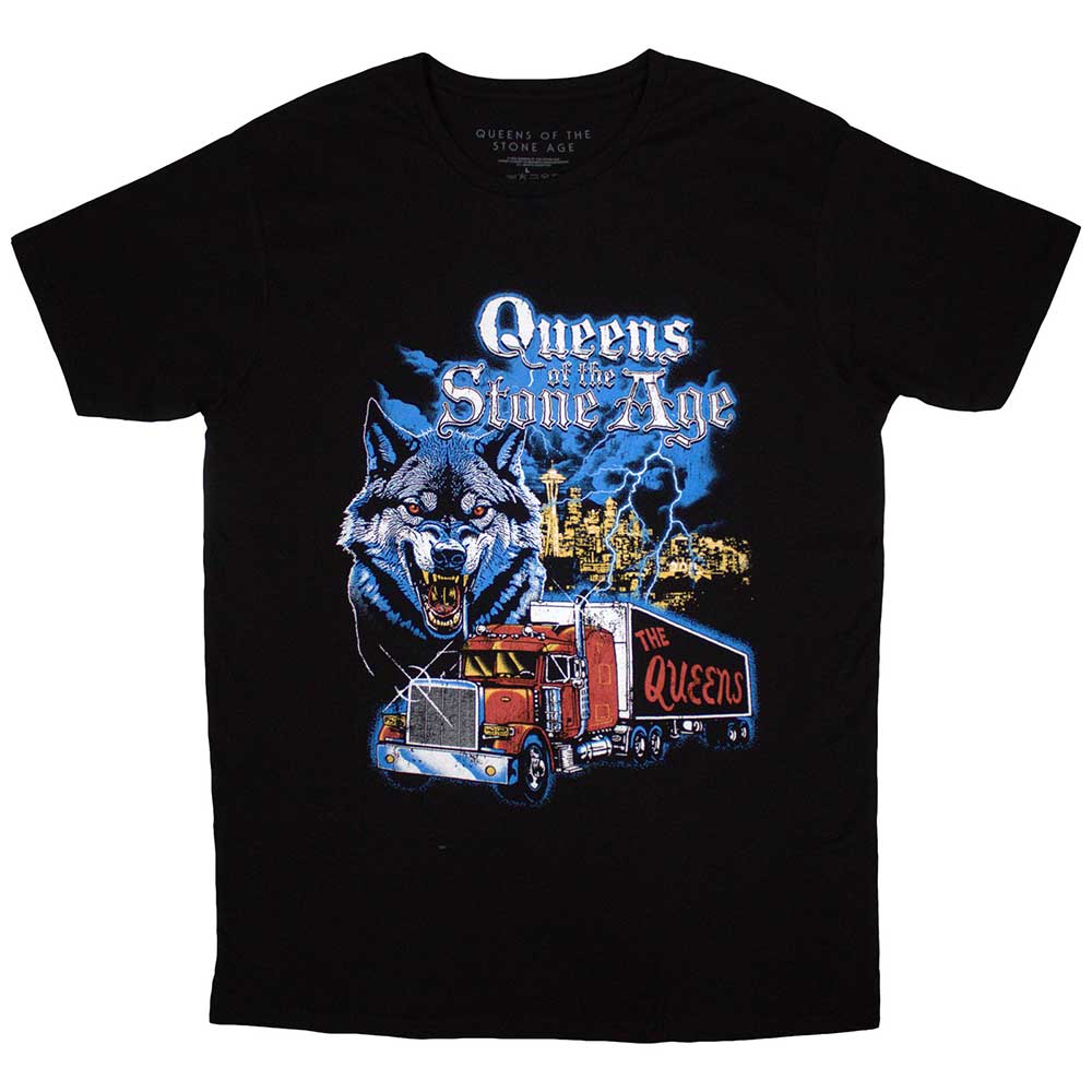 Queens Of The Stone Age Unisex T-Shirt Wolf Skyline Black (L)