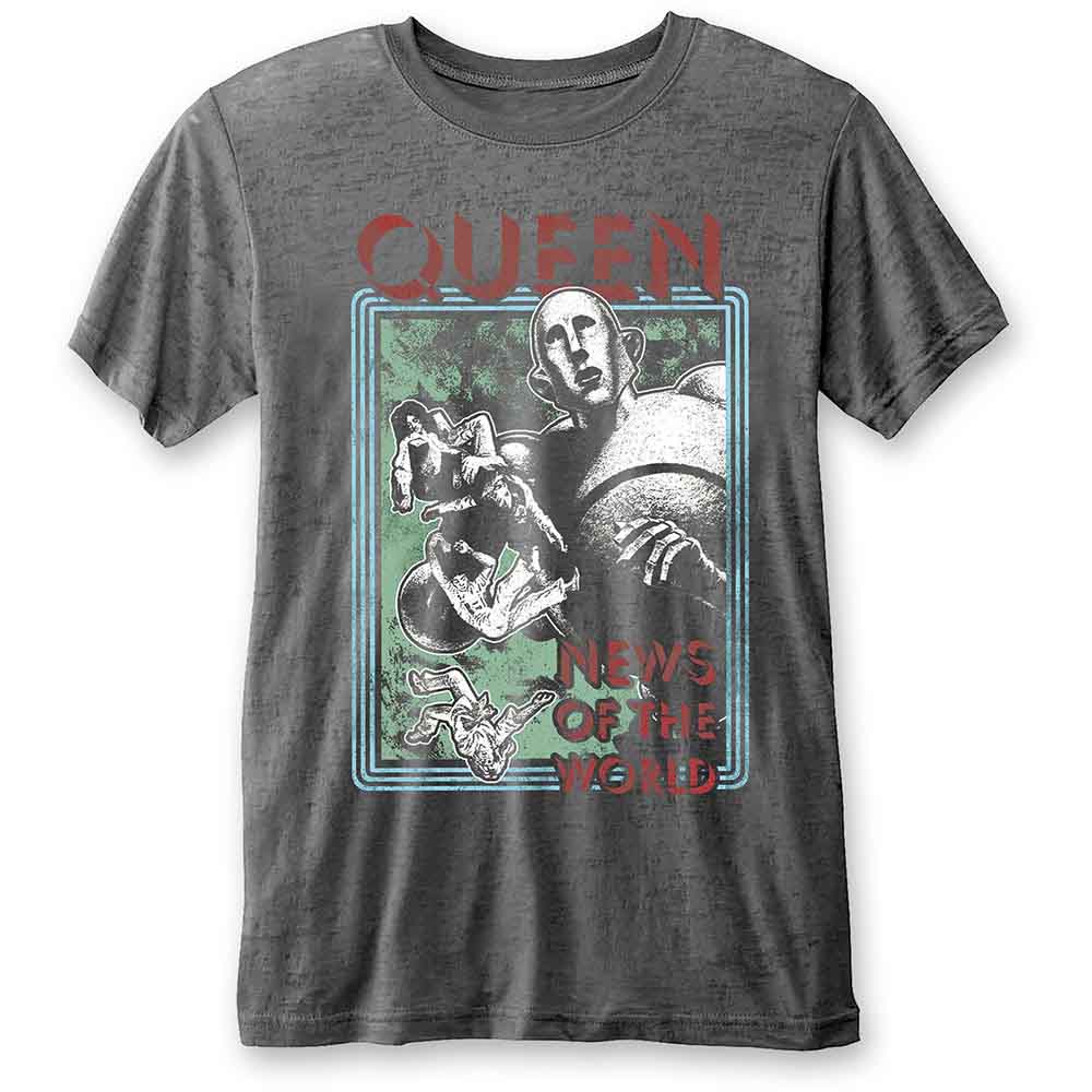 Queen Unisex T-Shirt News of the World (Burn Out) Grey (S)