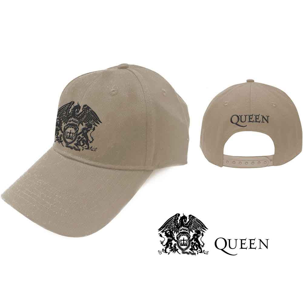 Queen Unisex Baseball Cap Black Classic Crest Sand
