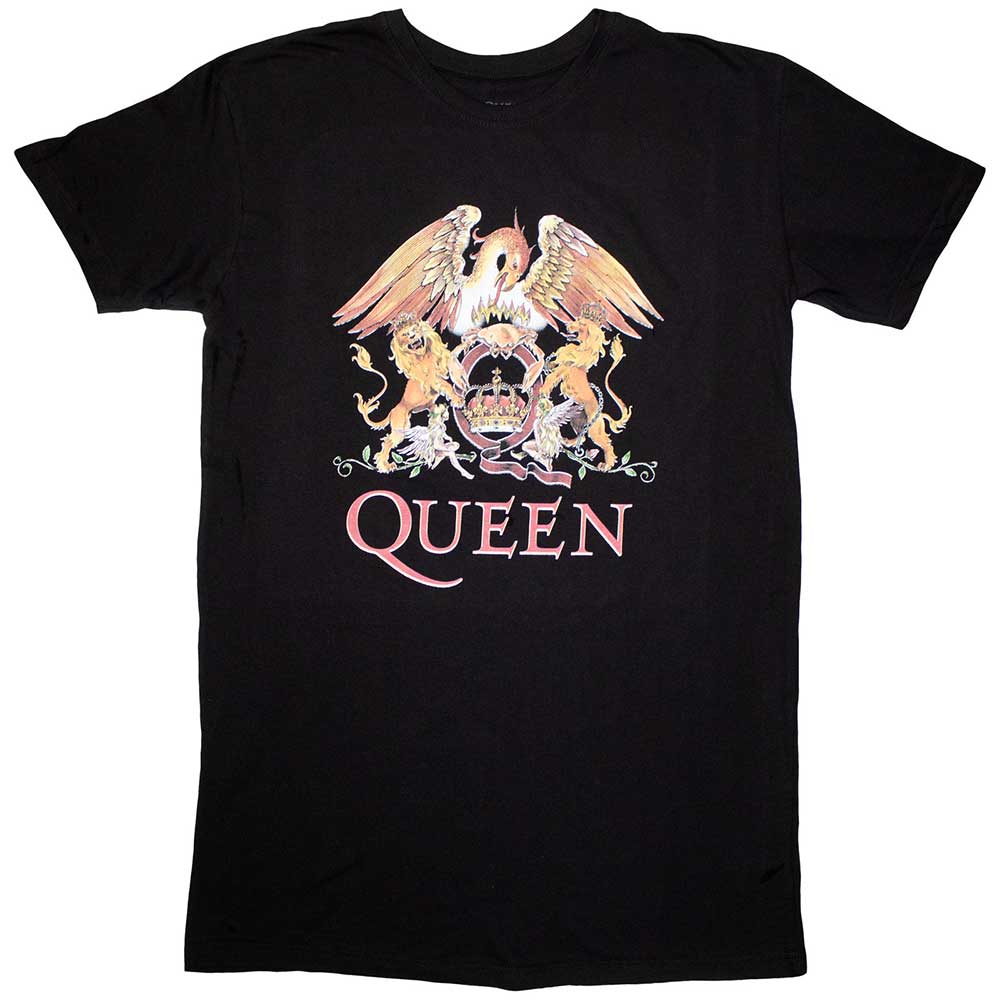 Queen Ladies T-Shirt Dress Classic Crest Black (XL)