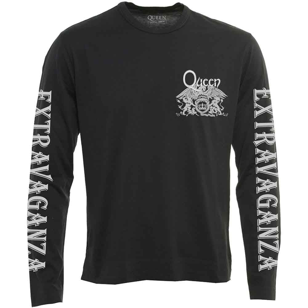 Queen Unisex Long Sleeve T-Shirt Extravaganza (Arm Print) Black (M)
