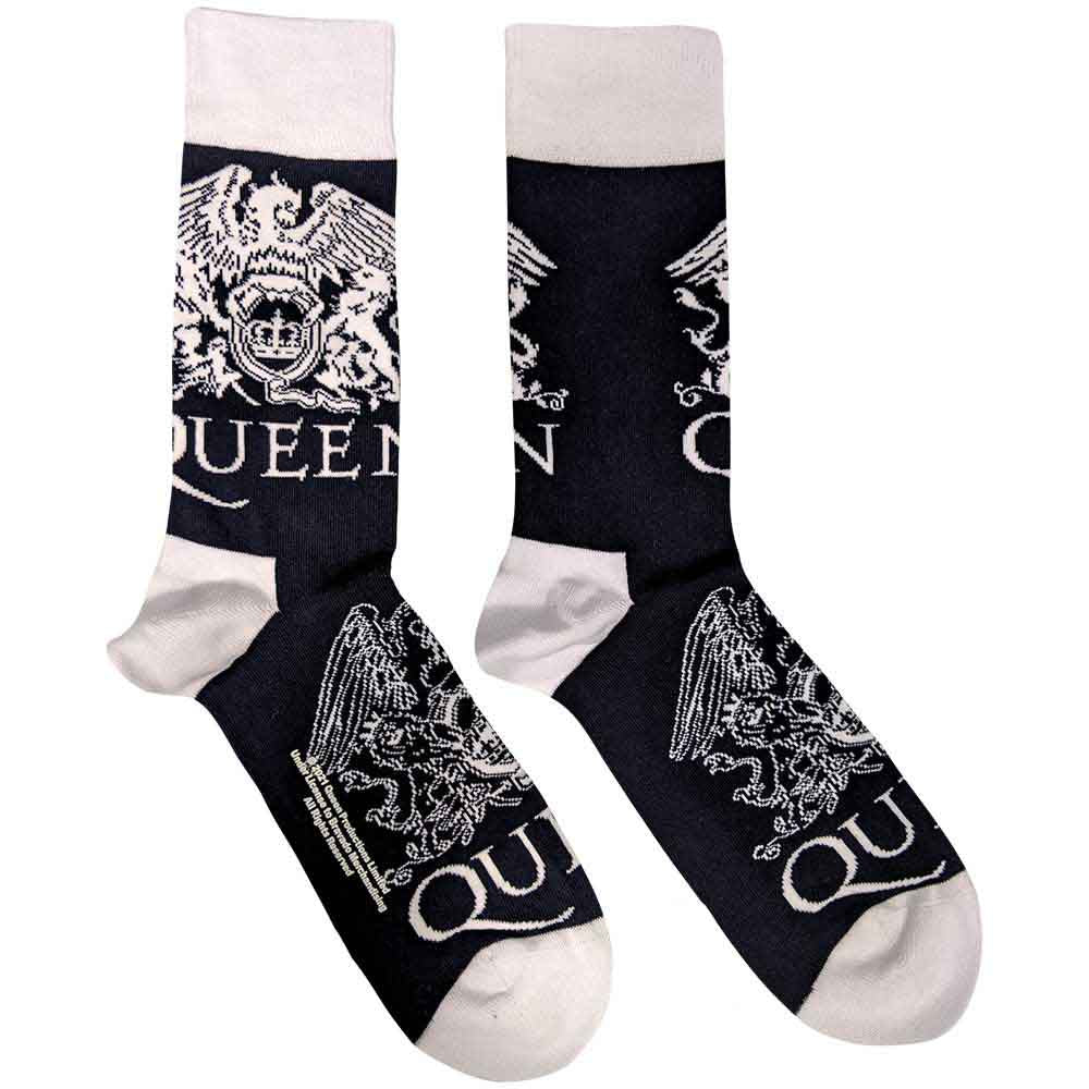 Queen Ankle Socks White Crests Blue (UK Size 7-11)