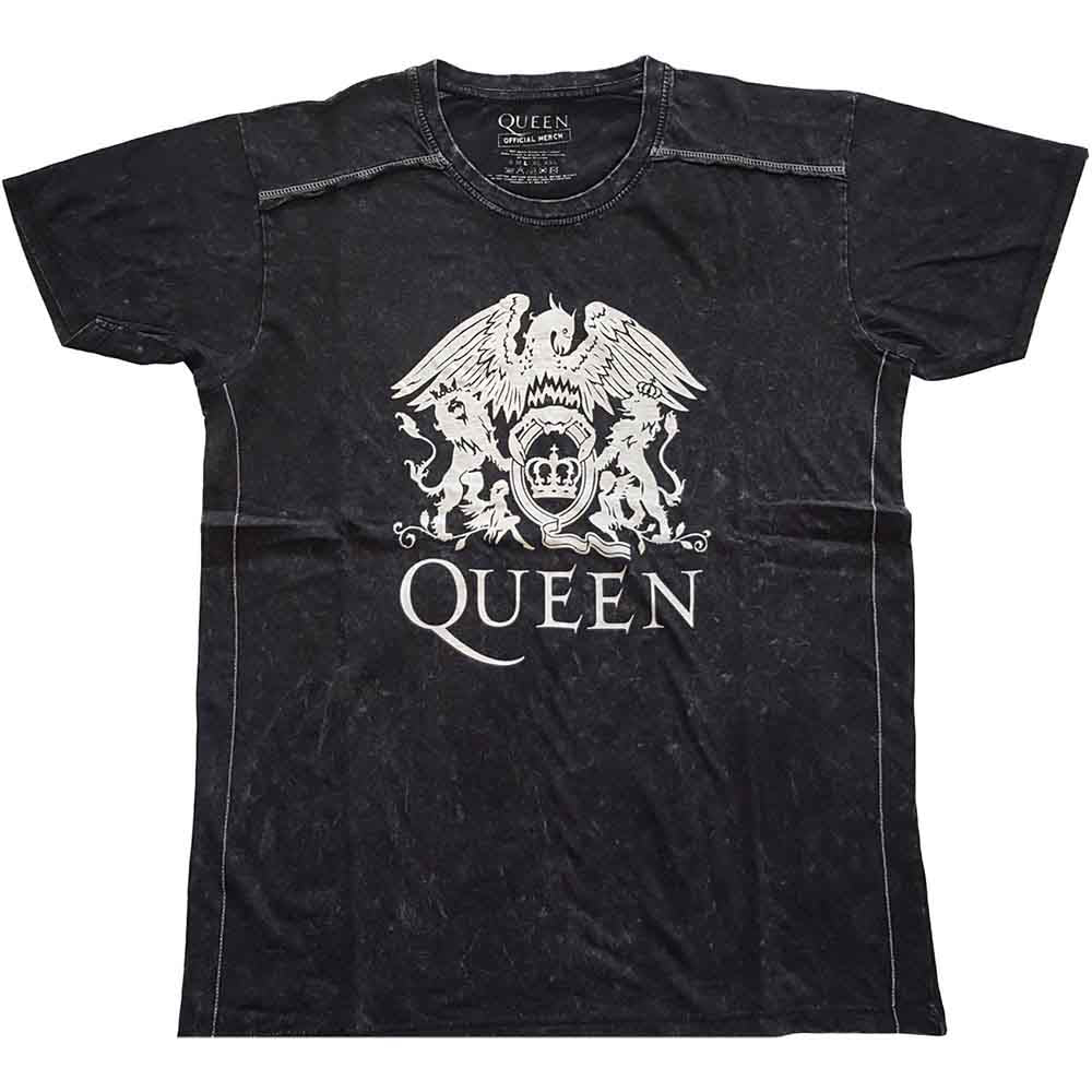 Queen Unisex T-Shirt Snow Wash) Classic Crest Black (XL)