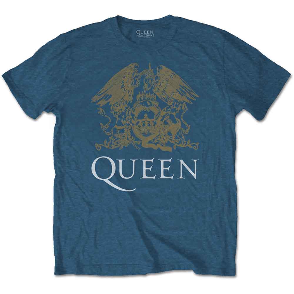 Queen Unisex T-Shirt Crest Indigo Blue (M)