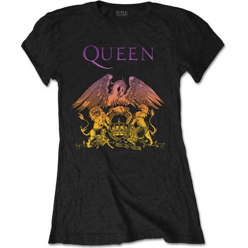Queen Ladies T-Shirt Gradient Crest Black (XL)