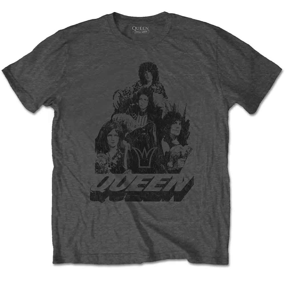Queen Unisex T-Shirt 70s Photo Charcoal Grey (M)