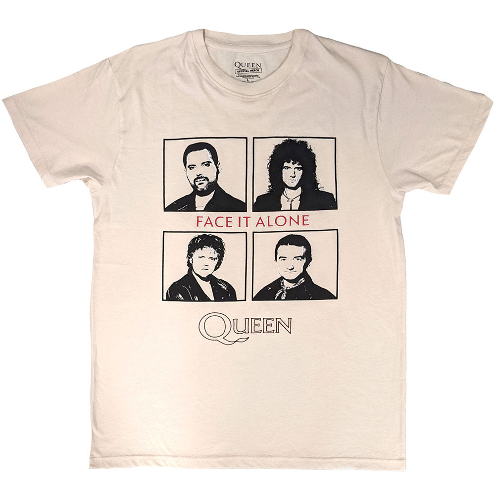 Queen Unisex T-Shirt Face It Alone Squares Natural (XL)