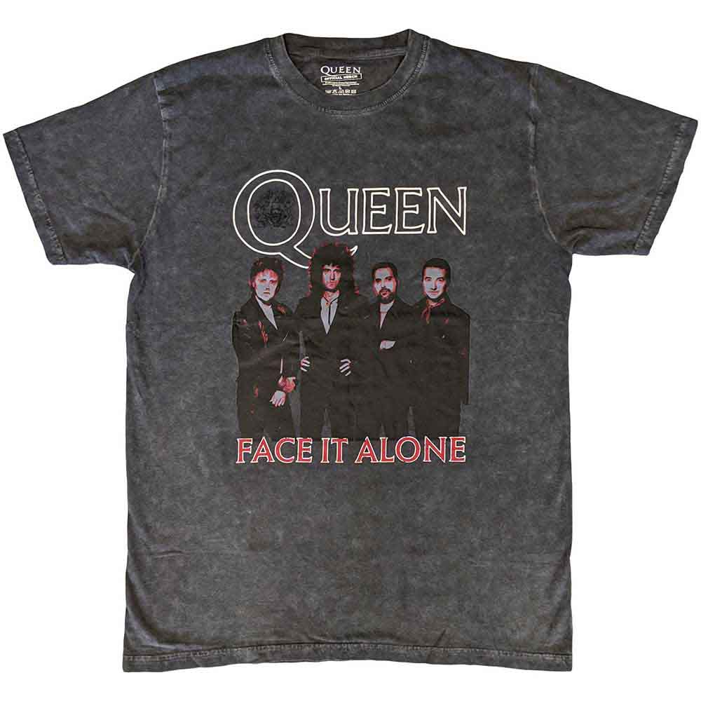 Queen Unisex T-Shirt Face it Alone Band (Wash Collection) Black (L)